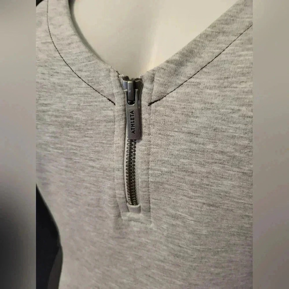 Athleta Whereupon Colorblock Fit & Flare V-Neck Zip Ponte Athleisure Dress(S) - Picture 6 of 9